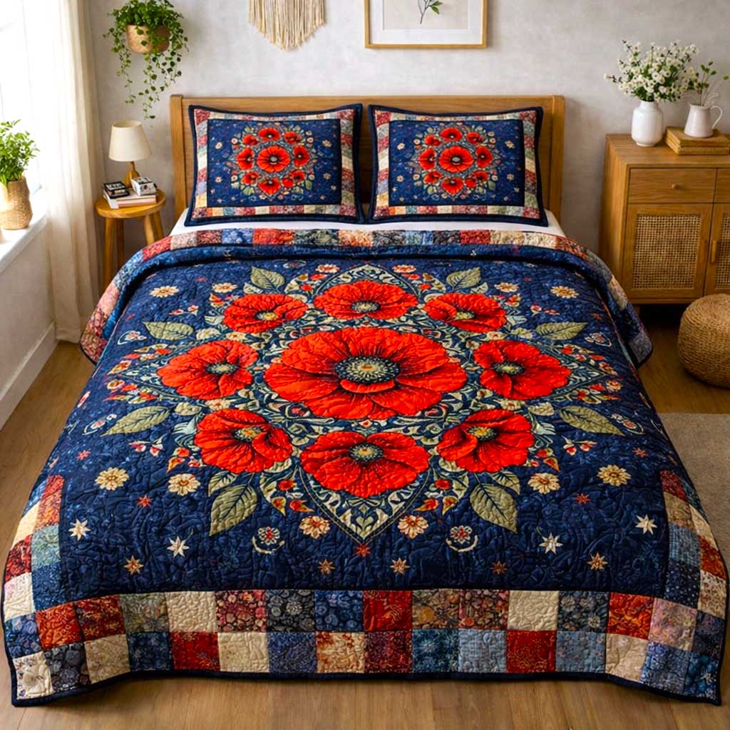 Liberty Poppy 3-Piece Quilted Bedding Set GFTOMA10164 – Patchique Store