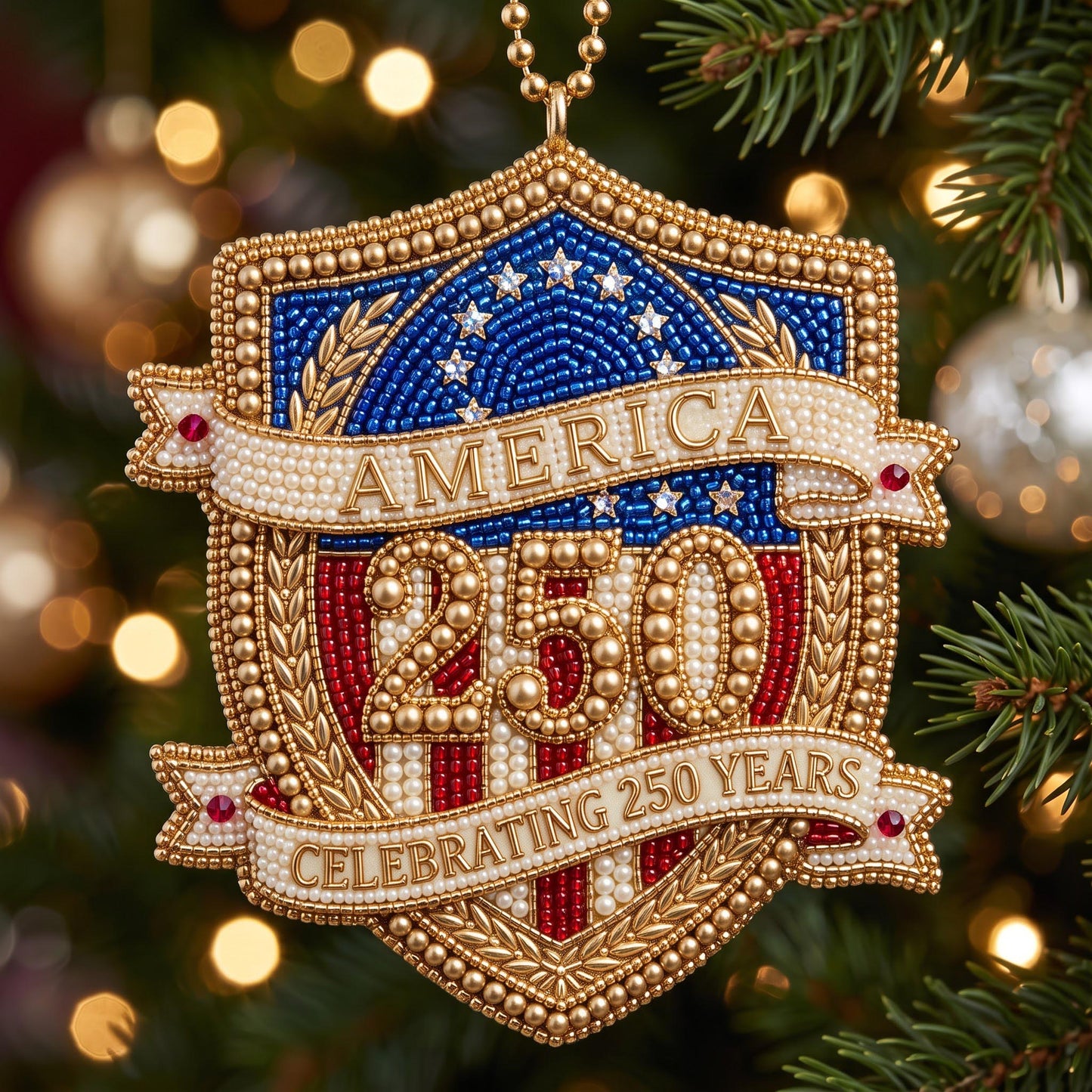 America 250 Christmas Mica Ornament GFTOMA13641