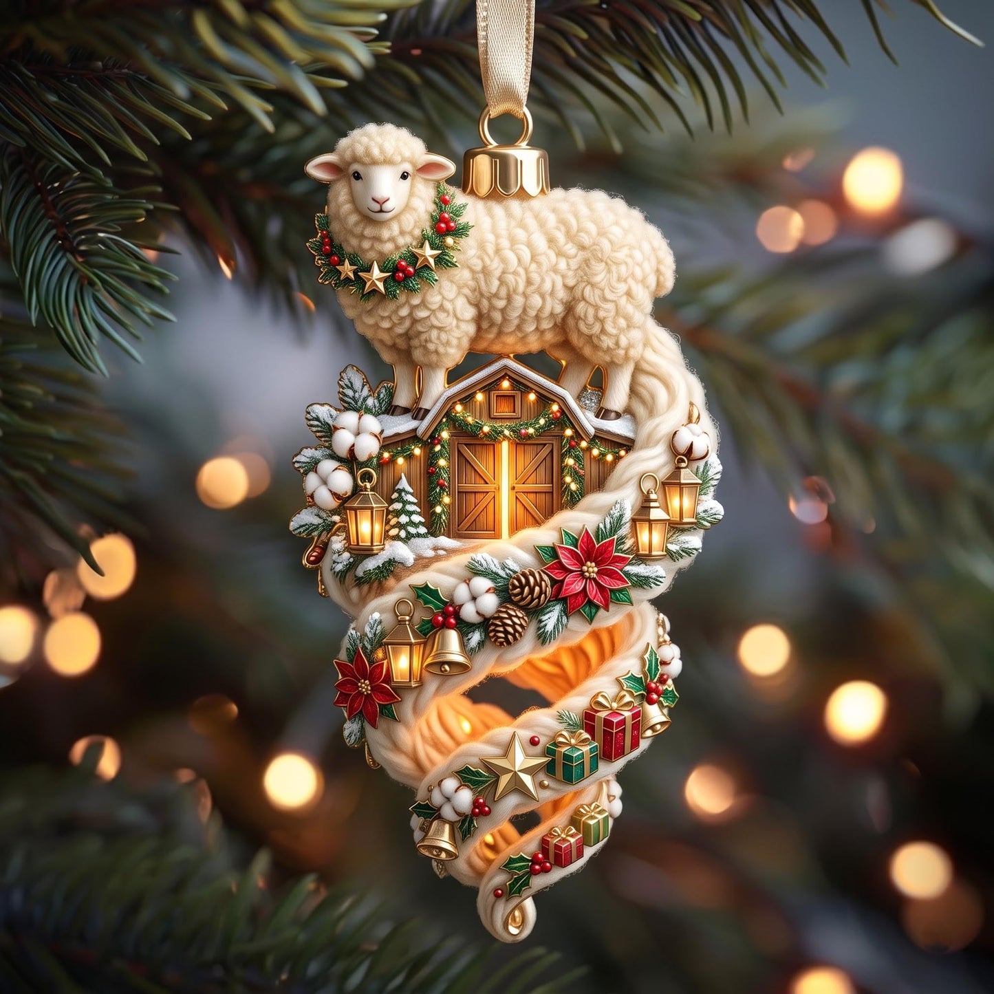Lamb Lantern Christmas Mica Ornament GFTOMA13673