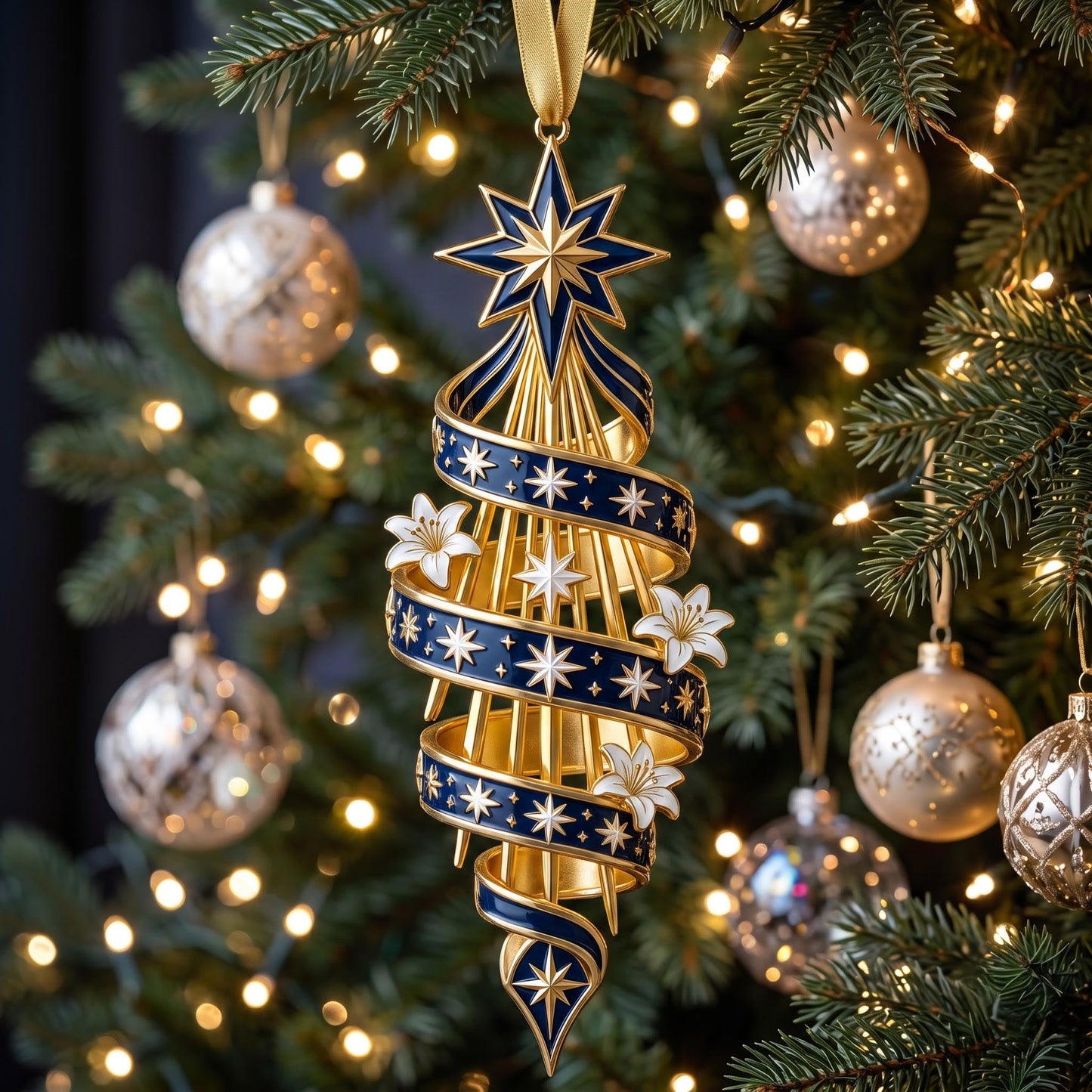 Patriot Spiral Christmas Mica Ornament GFTOMA13680