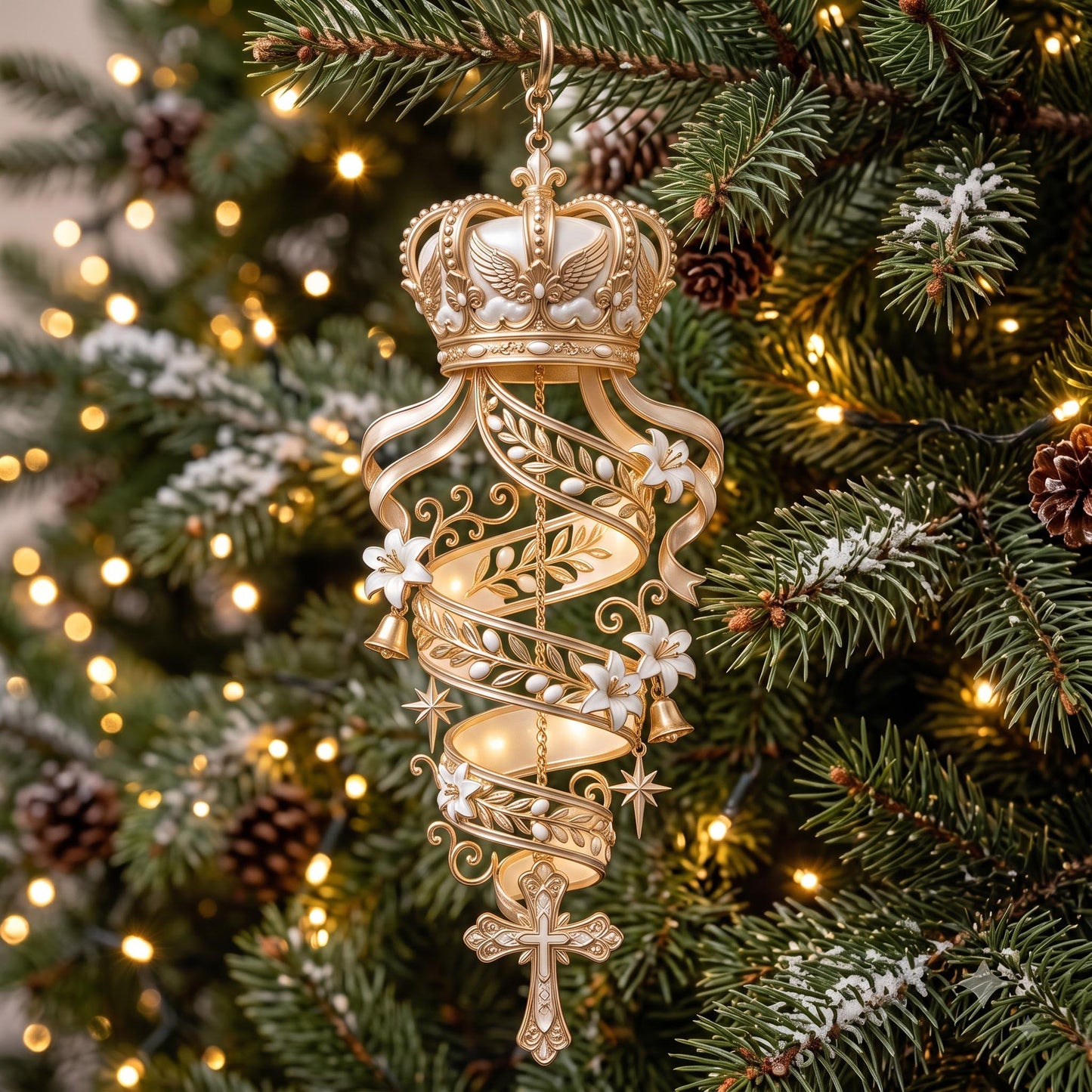 Crown Spiral Christmas Mica Ornament GFTOMA13685