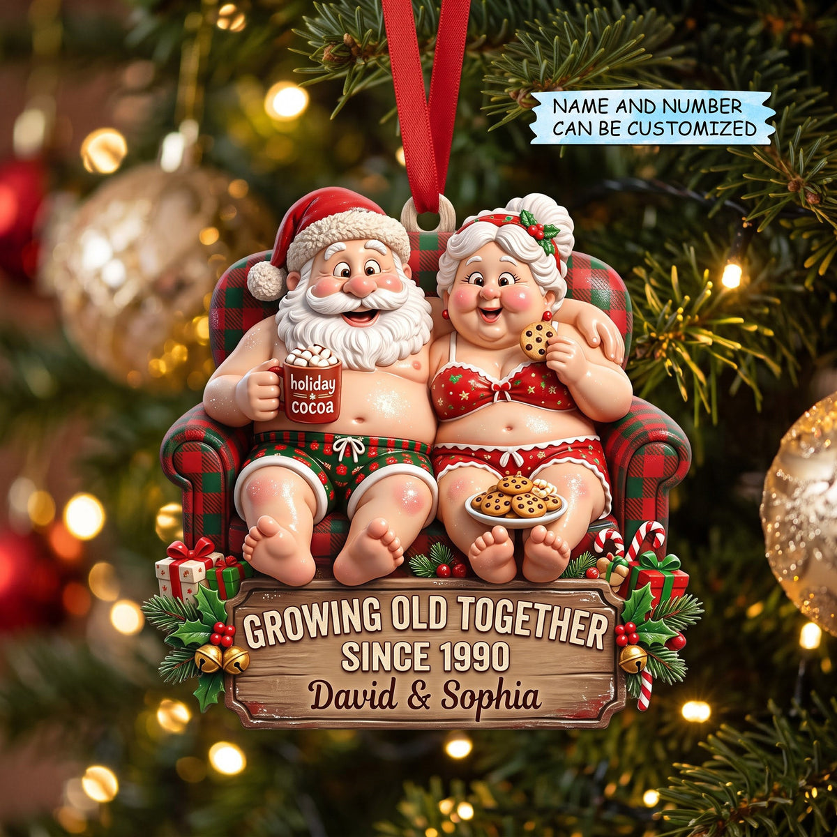 Personalized Santa Couple Christmas Mica Ornament QTCUZ GFTOMA14807