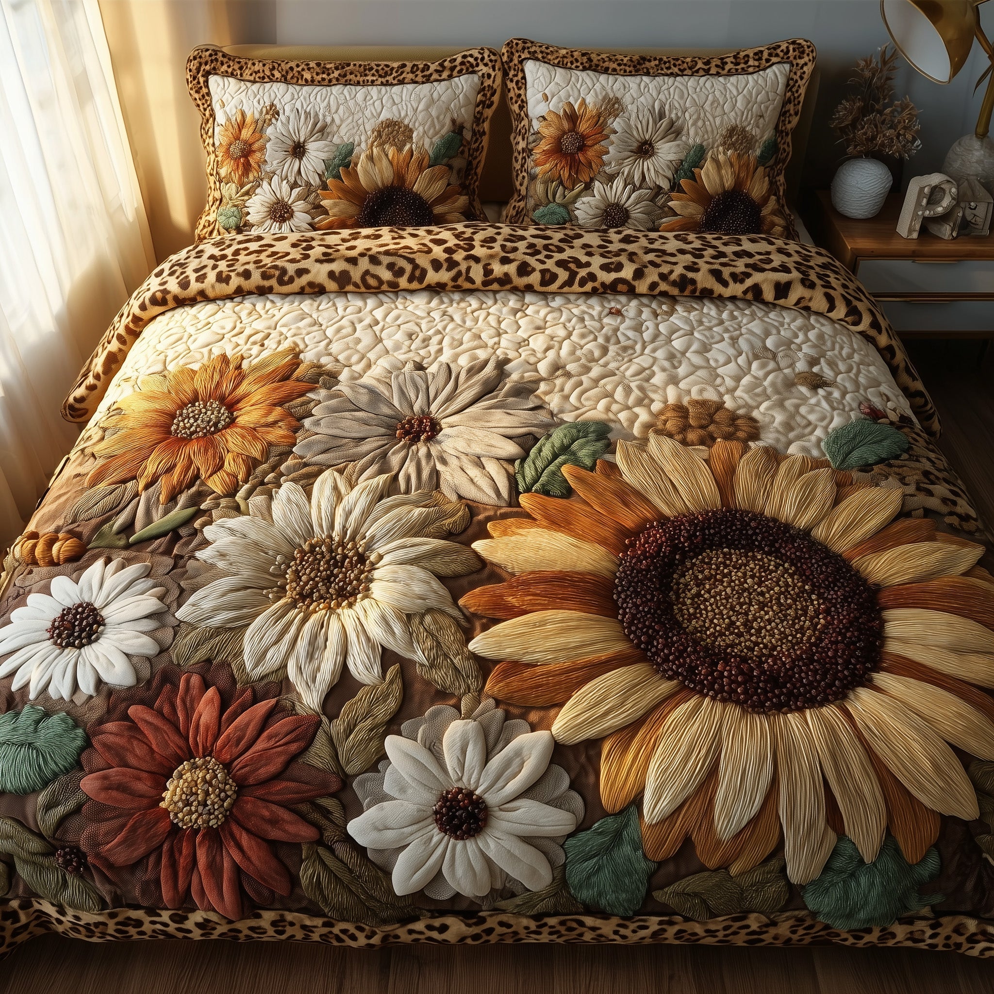 Endearing Sunflowers 3-Piece Quilted Bedding Set NCU0VL332 main image 1