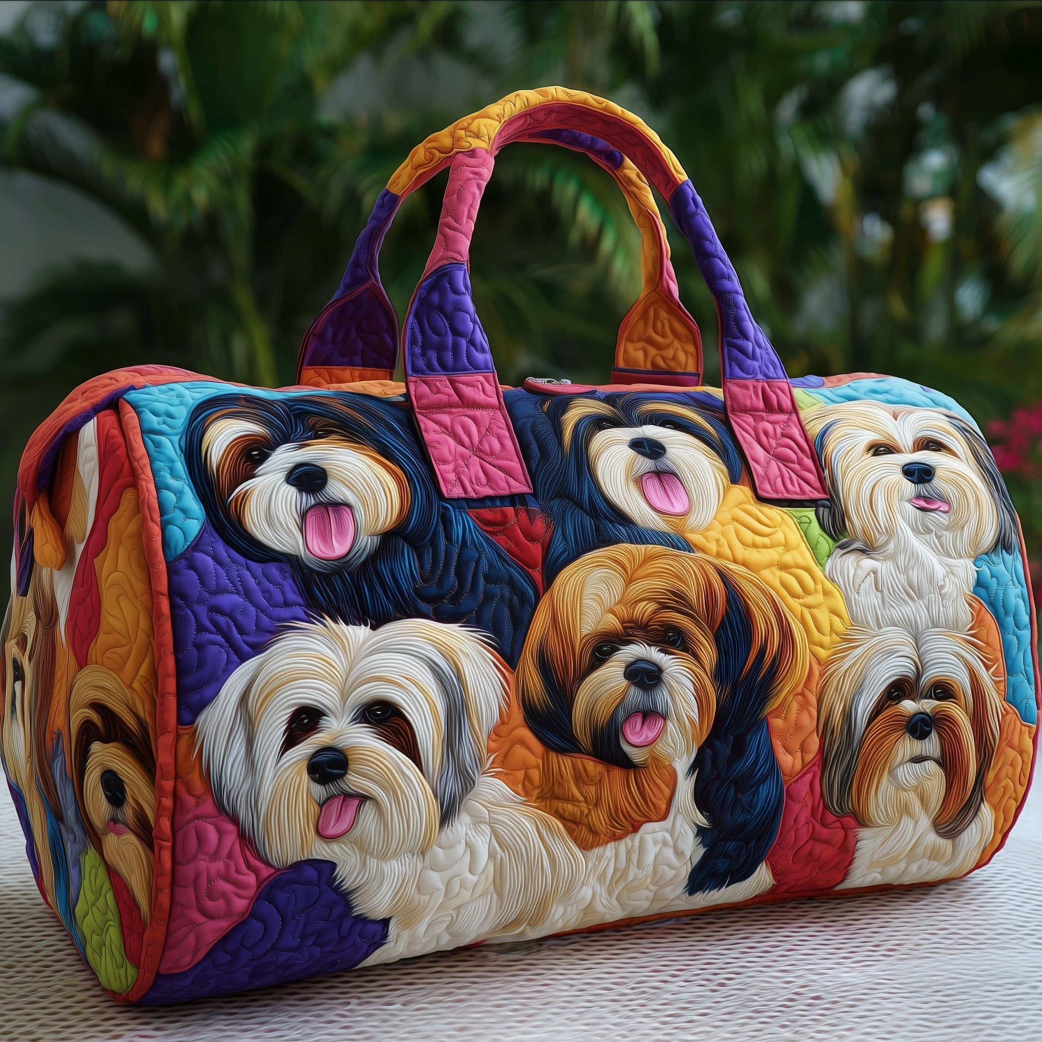 Festive Shih Tzu Quilted Tote Bag NCU0NXD716
