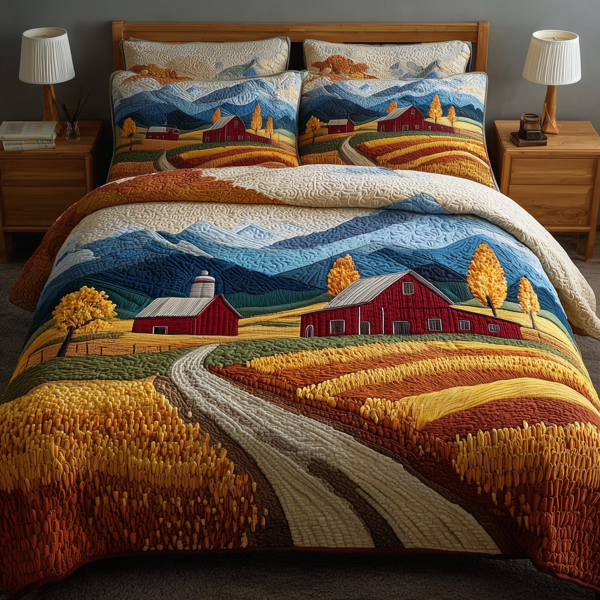 Autumn Fields 3-Piece Quilted Bedding Set NCU0PTT389