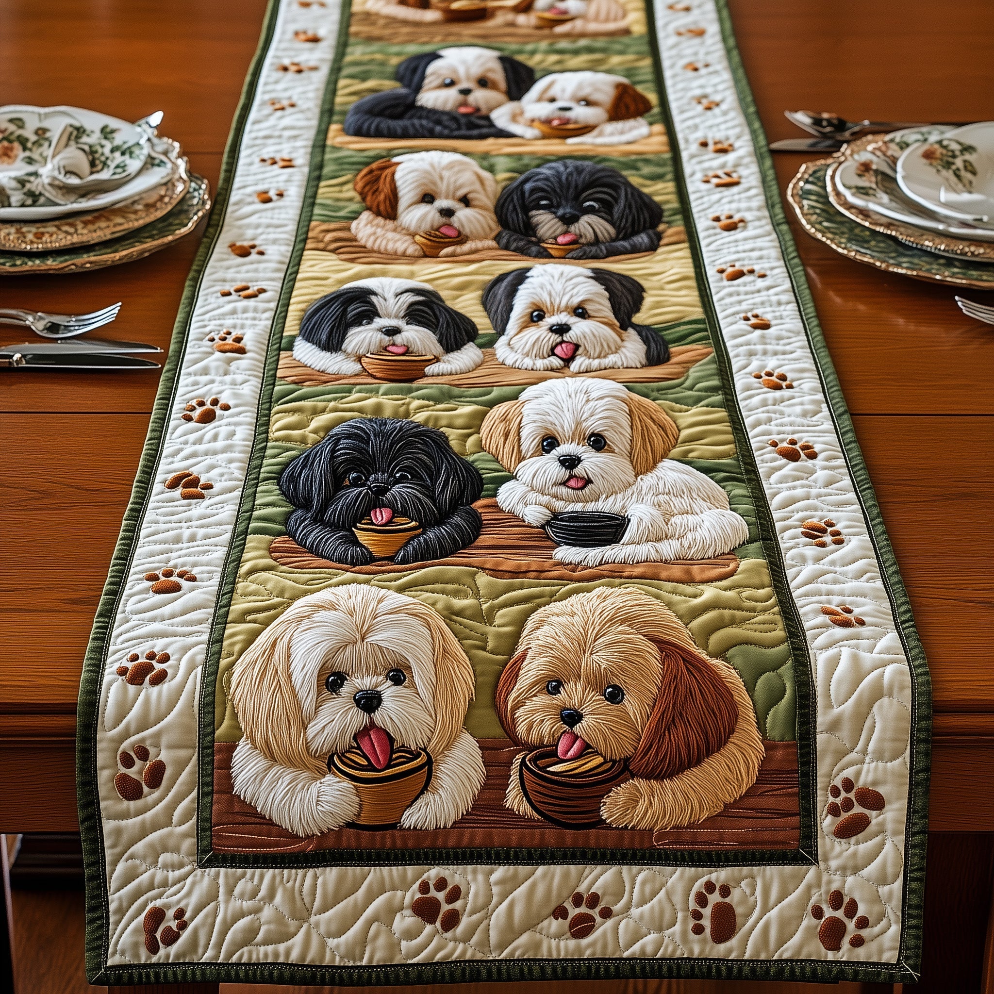 Shih Tzu Quilted Table Runner GFTOMA443 main image 0