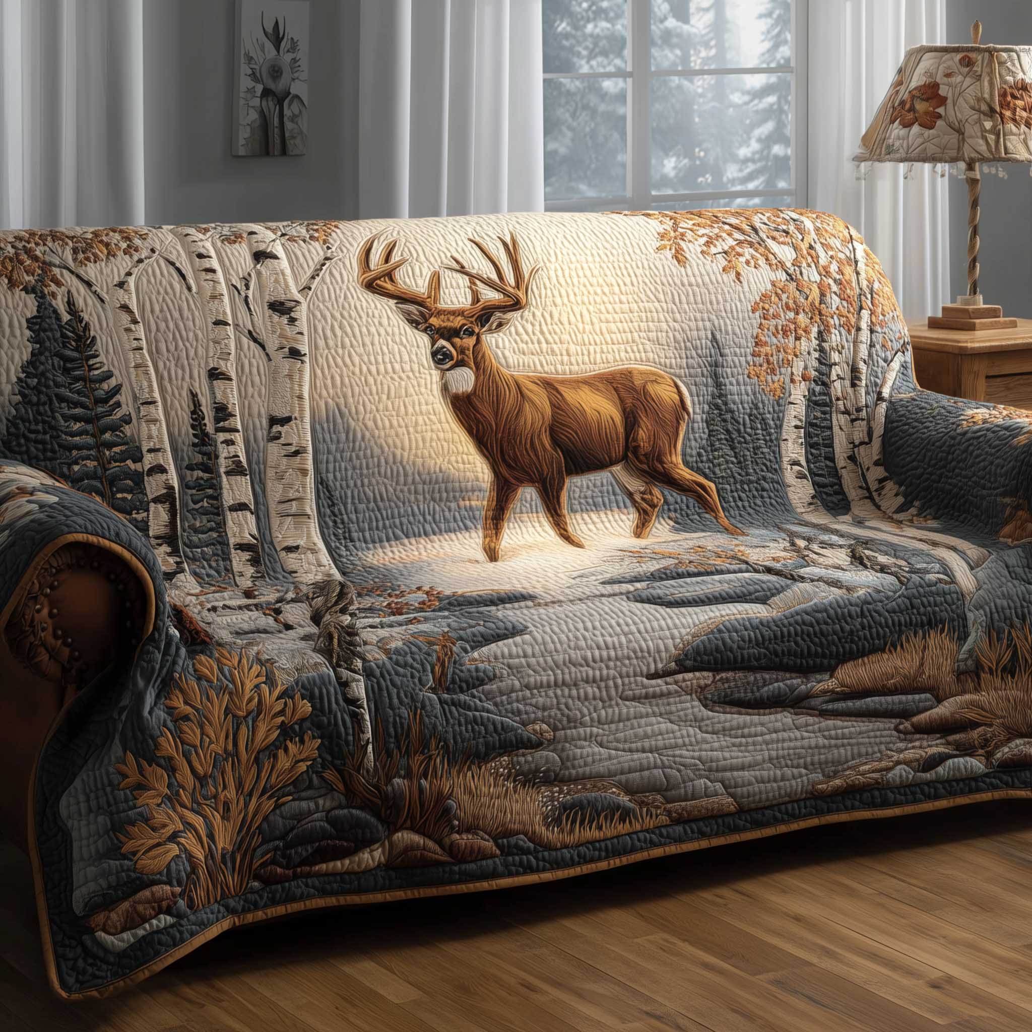 Desert Longhorn Quilted Sofa Cover NCU0NTD1717