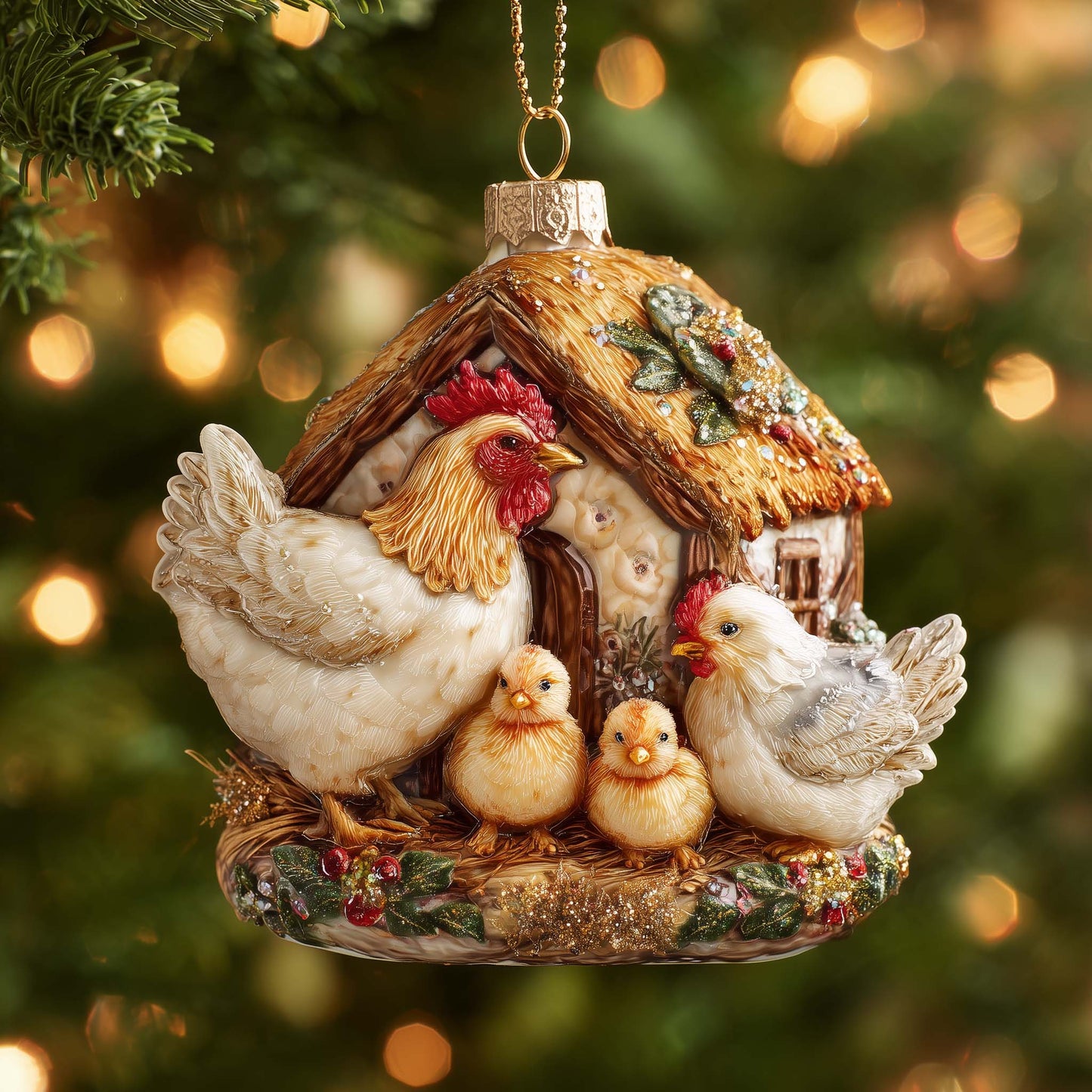 Chicken Coop Christmas Mica Ornament GFTOMA6944