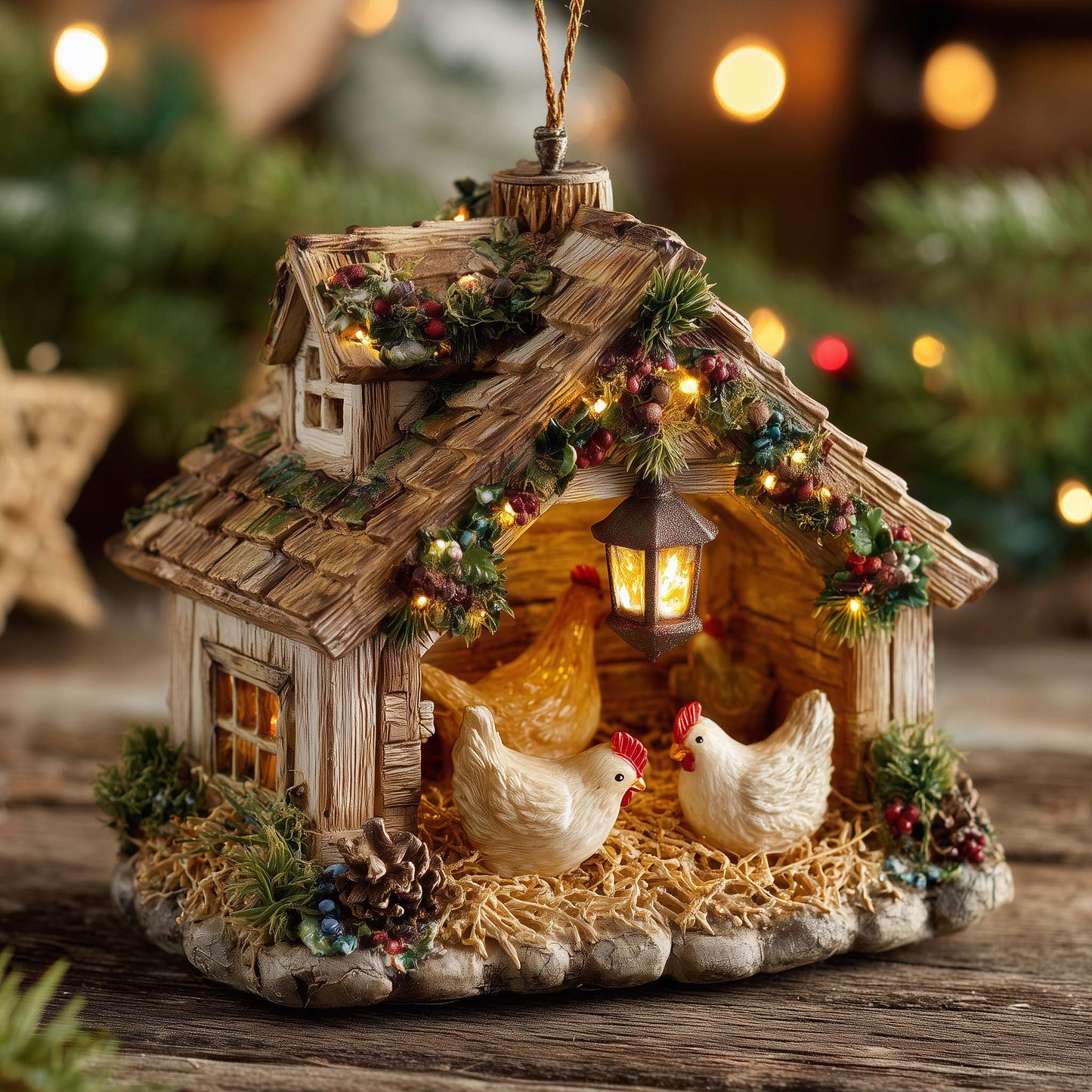 Chicken Coop Christmas Mica Ornament GFTOMA6947