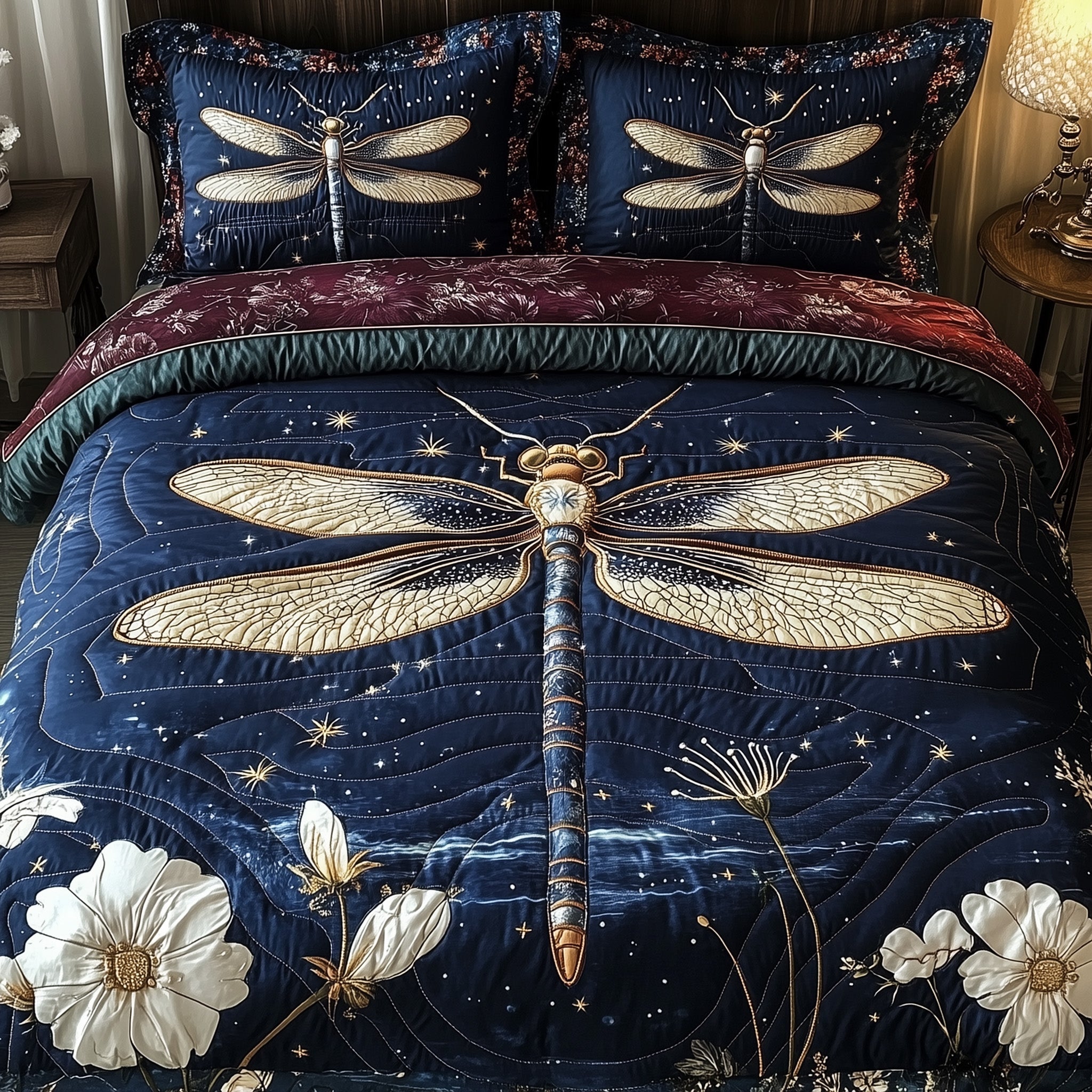 Dragonfly Whisper 3-Piece Quilted Bedding Set GFTONL4166 – Patchique Store