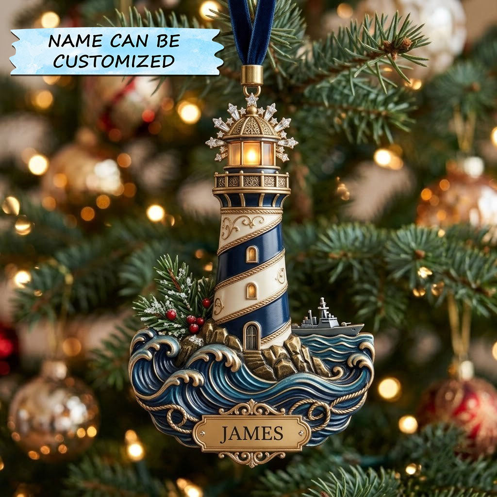 Lighthouse Christmas Mica Ornament QTCUZ GFTOPND2098