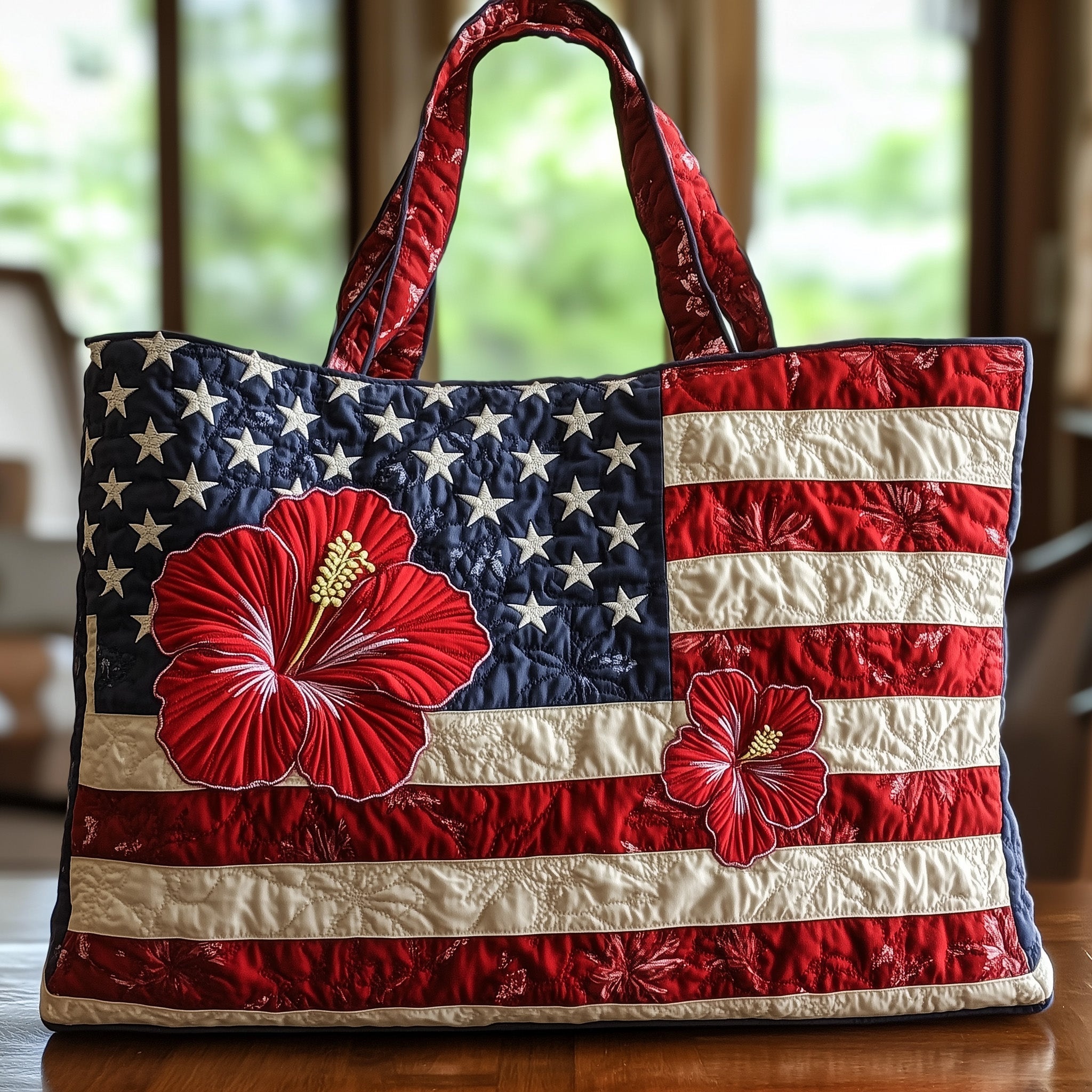Patriotic Hibiscus Quilted Tote Bag GFTOMA1430 main image 1