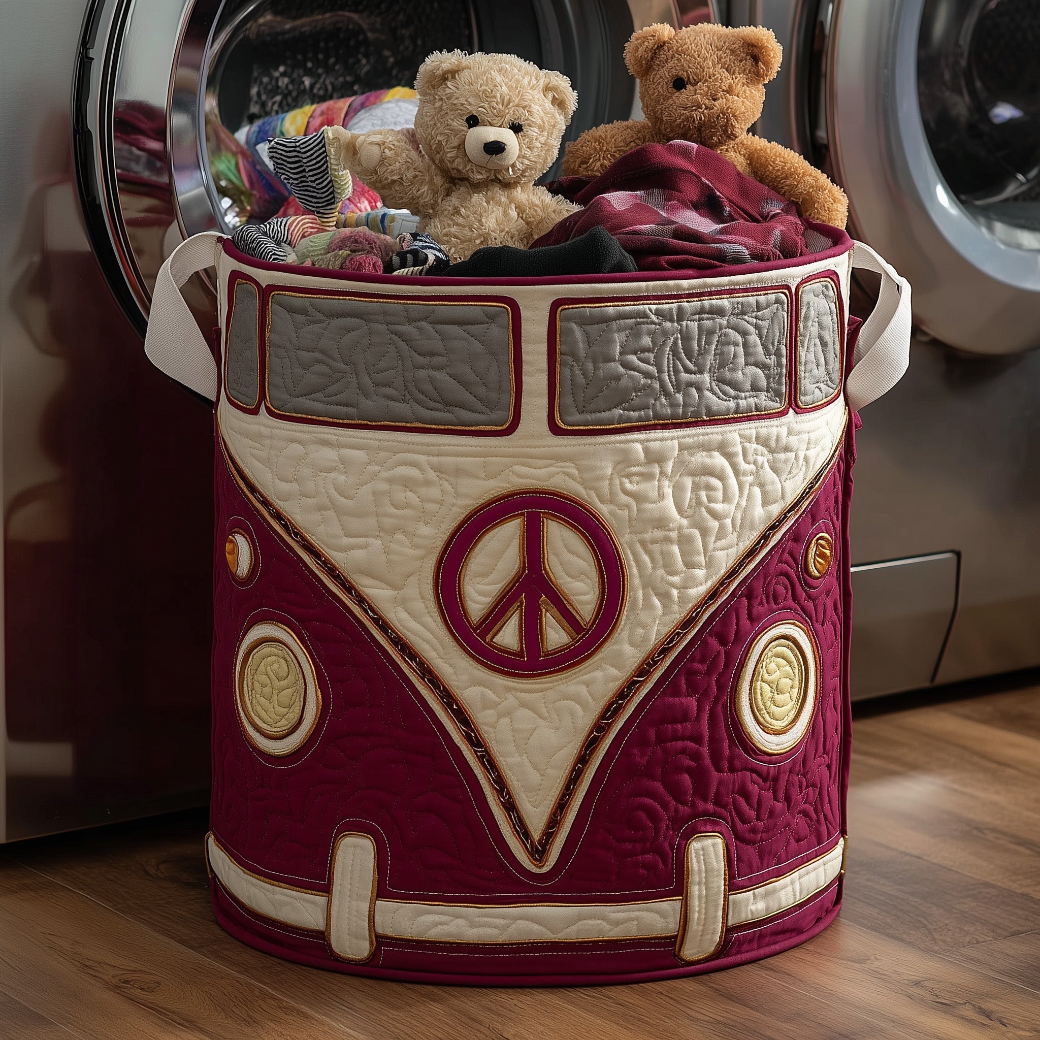 Peace Hippie Quilted Laundry Basket NCU0HNH276