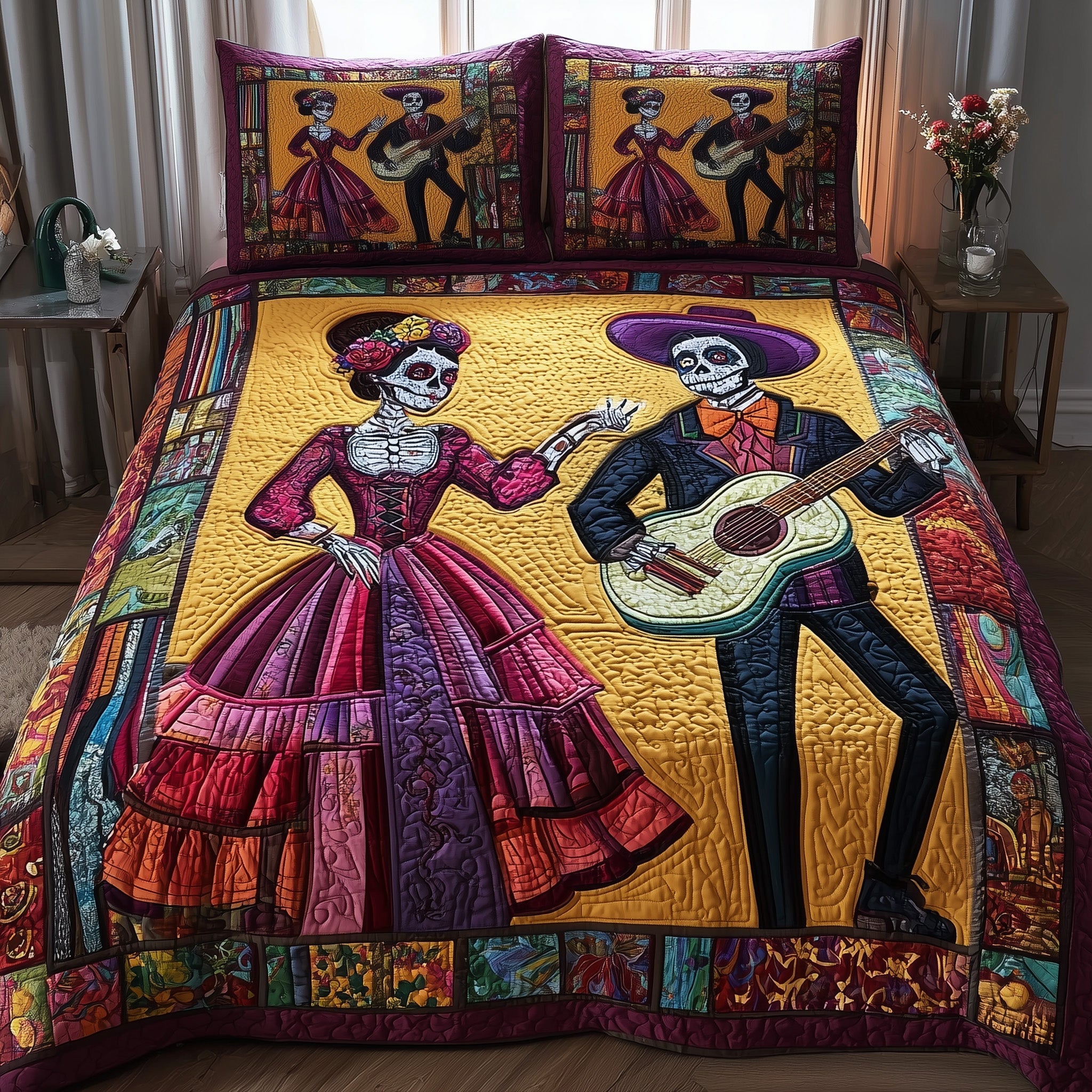 Dia De Los Muertos Quilted Blanket NCU0DV473