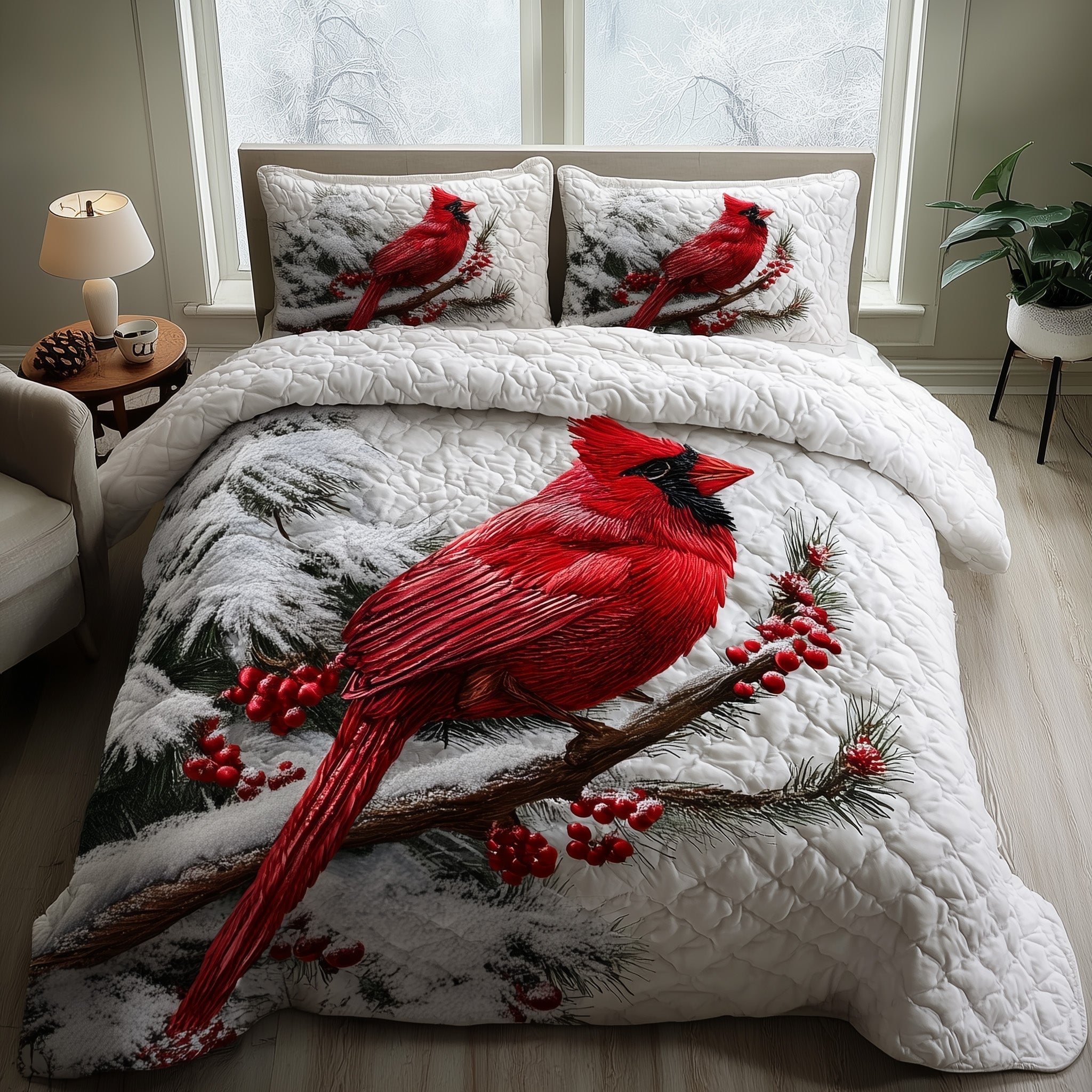 Cardinal Charm 3-Piece Quilted Bedding Set GFTOTP11437  Patchique Store