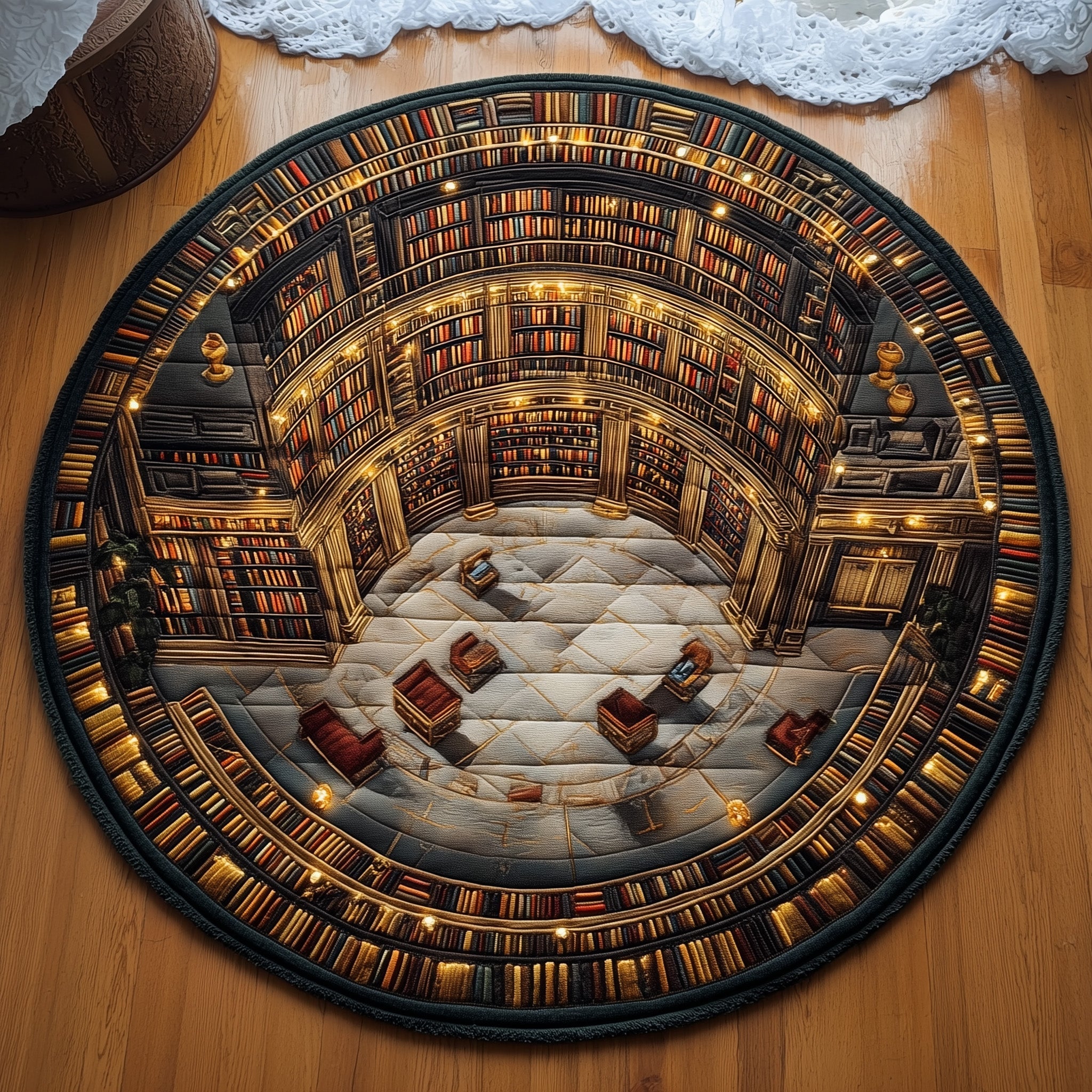 Ancient Library Quilted Round Mat GFTOTP12904 – Patchique Store
