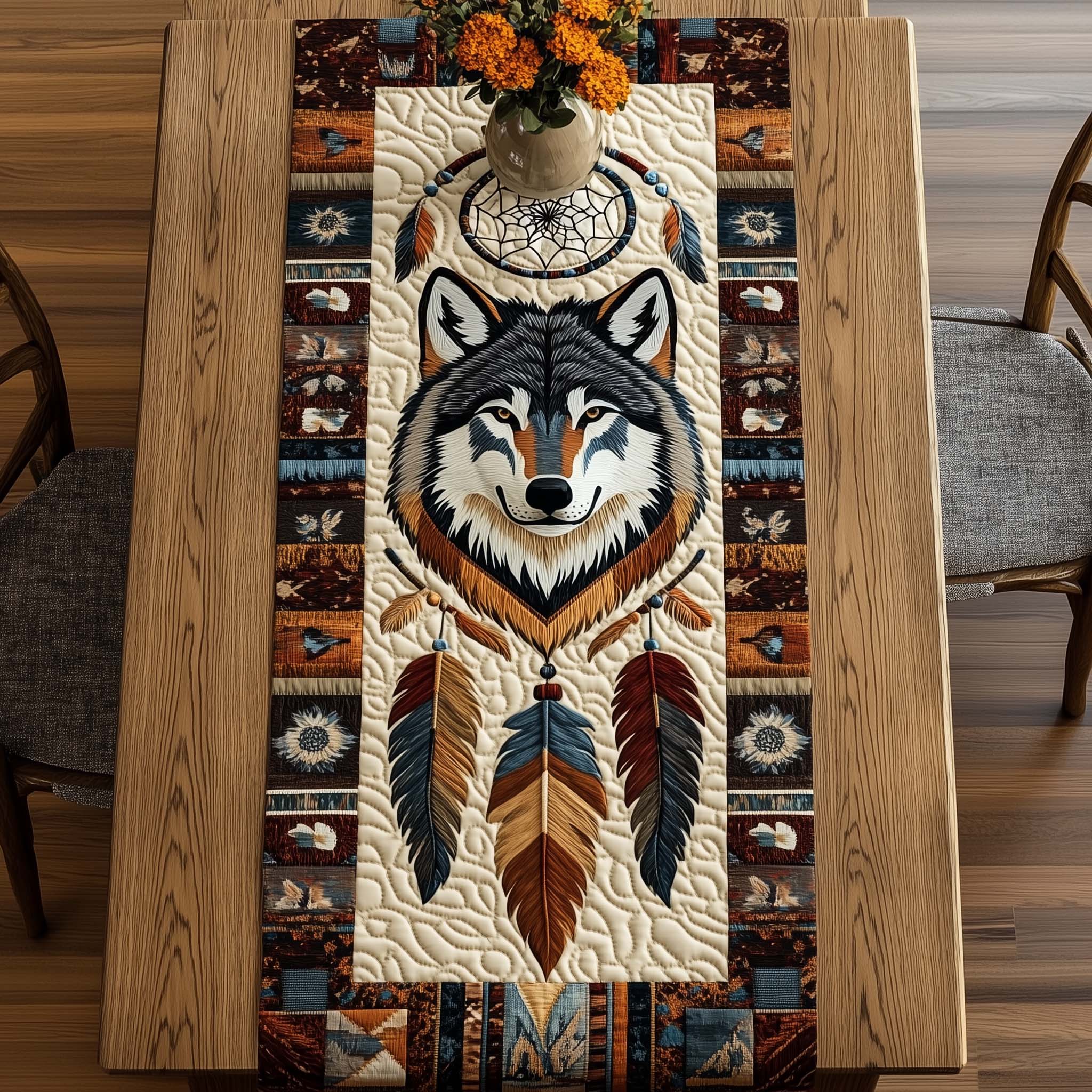 Celtic Wolf Guardian Quilted Table Runner NCU0NTD840