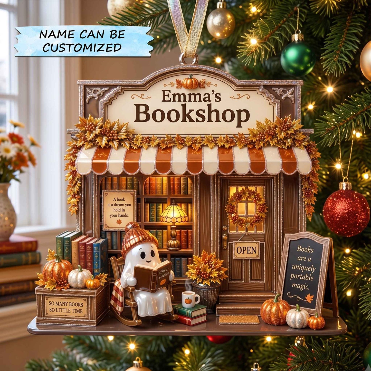Personalized Reading Nook Christmas Mica Ornament QTCUZ GFTOTP20892