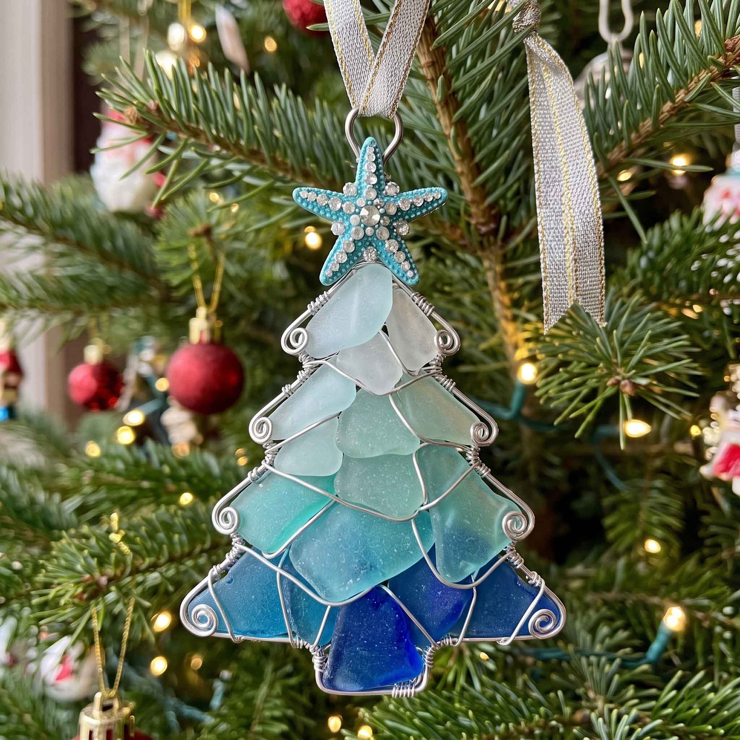 Sea Glass Evergreen Christmas Mica Ornament GFTOTP21125