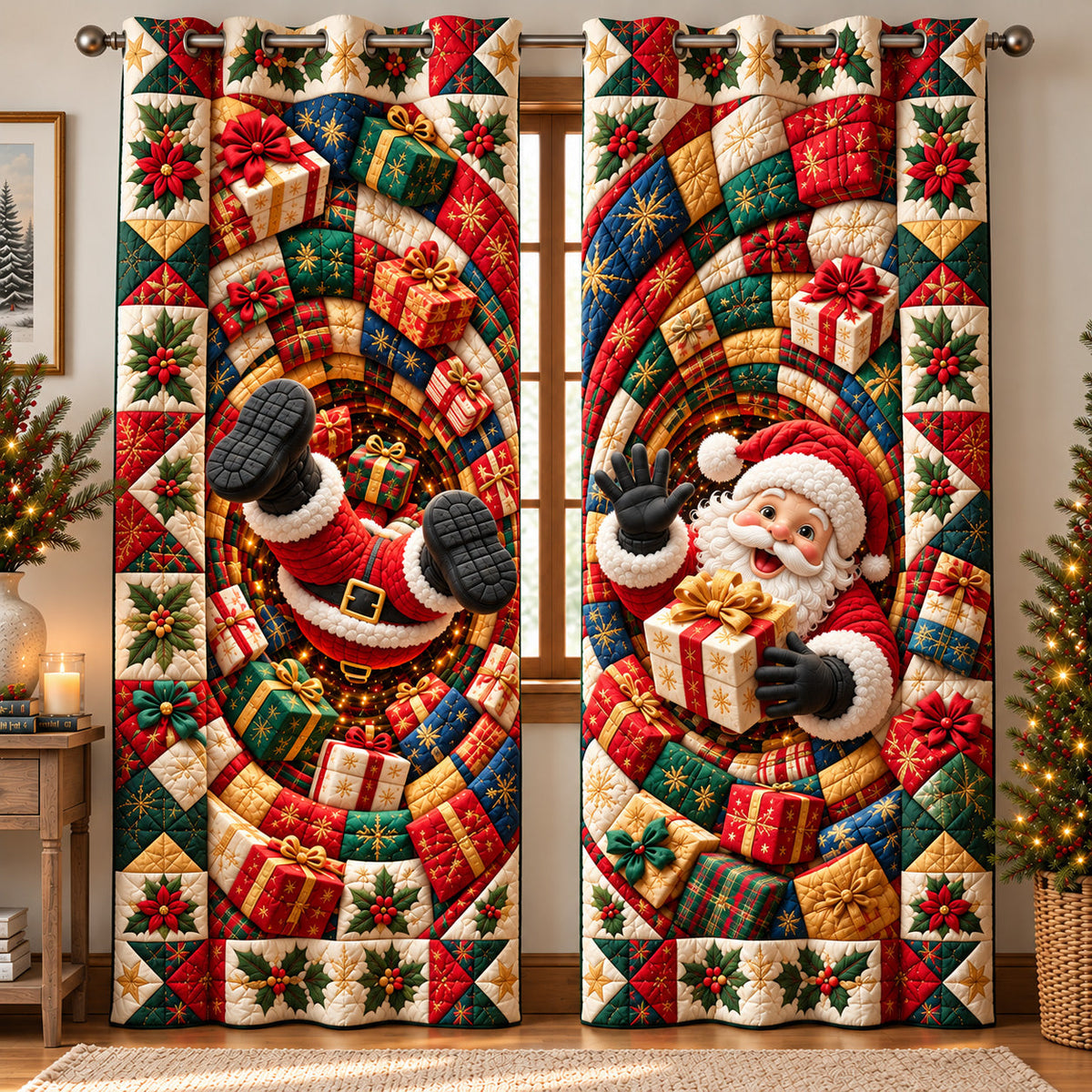 Festive Gift Swirl Quilted Curtains GFTOTP22338
