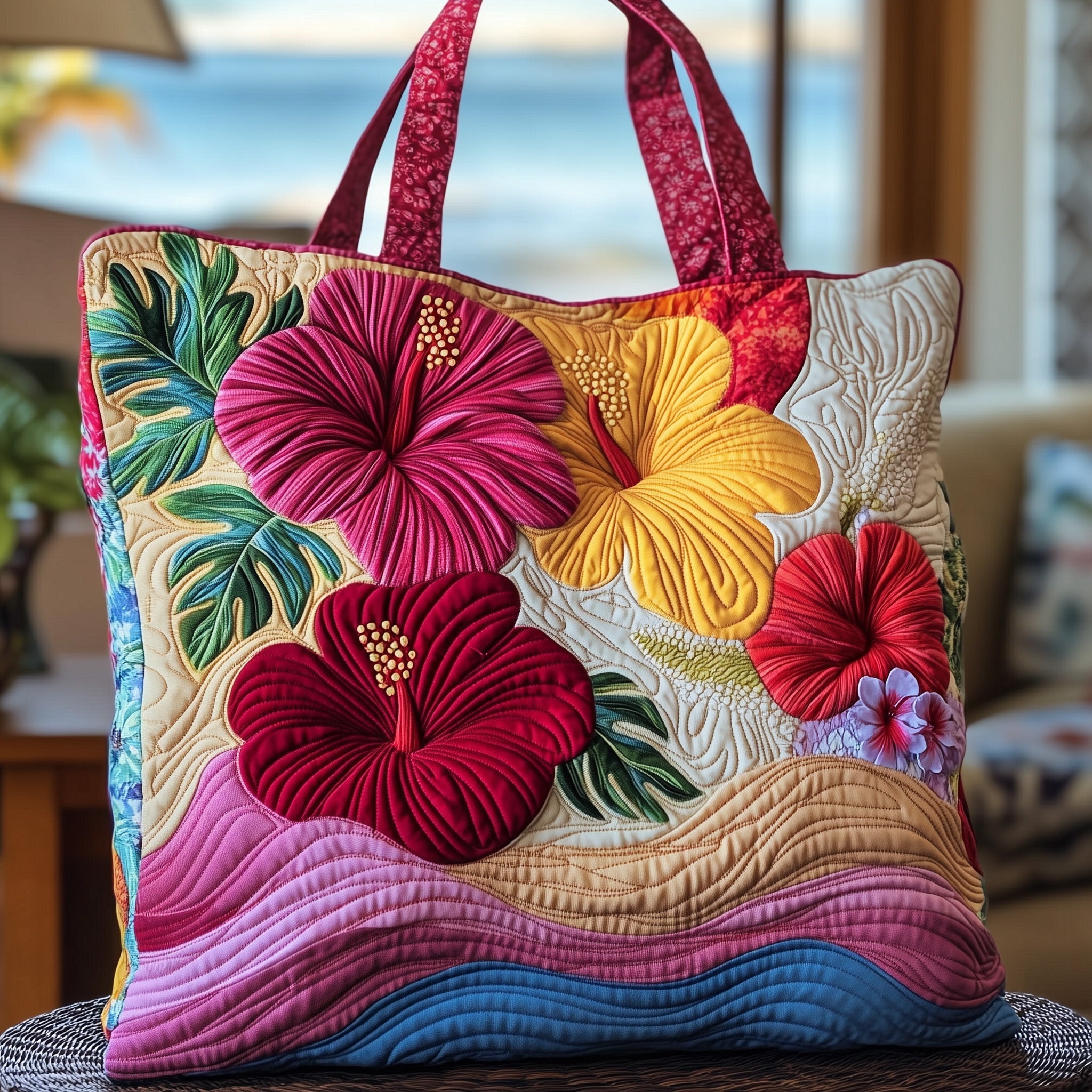 Patriotic Hibiscus Quilted Tote Bag GFTOMA1430 main image 0