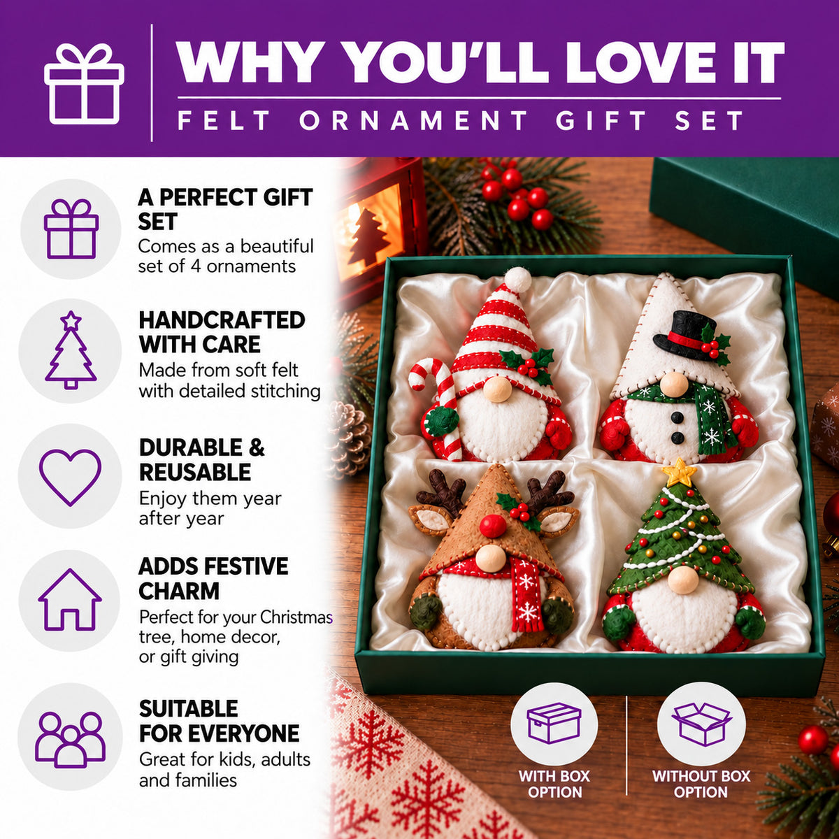 Cardinal Window Felt Ornament Gift Set GFTOMA14704
