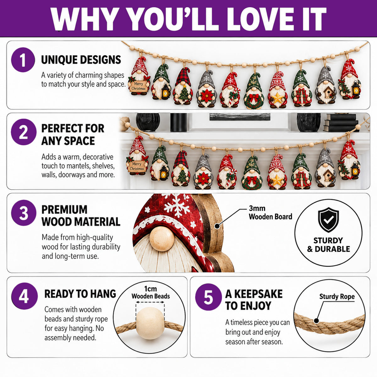 Nutcracker Custom Shape Wooden Garland GFTOMA14358