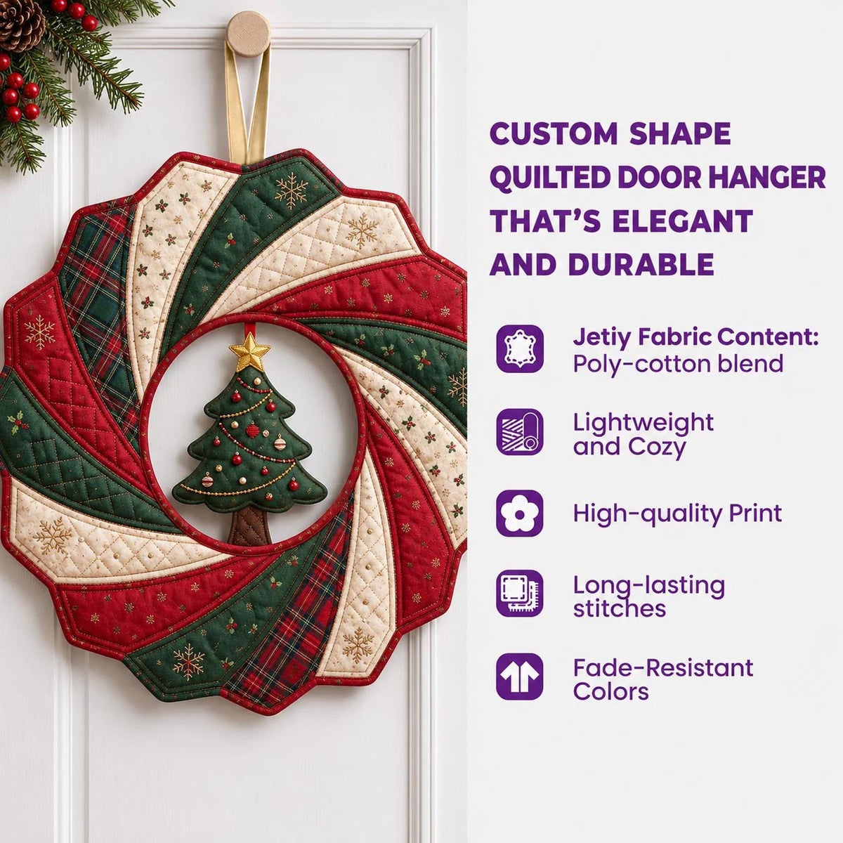 Cardinal Bell Cascade Custom Shape Quilted Door Hanger GFTOPND2591