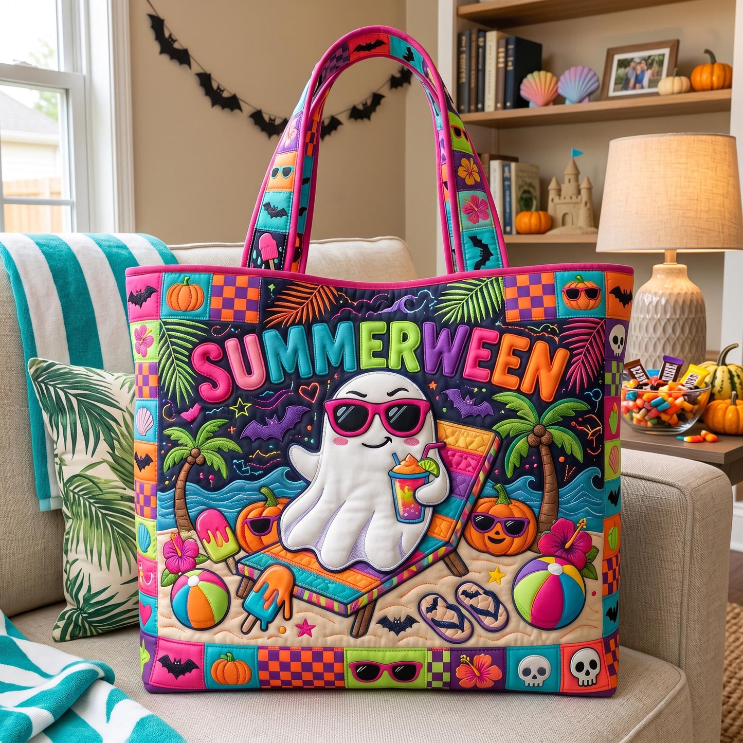 Tropical Haunt Quilted Tote Bag GFTOMA12493