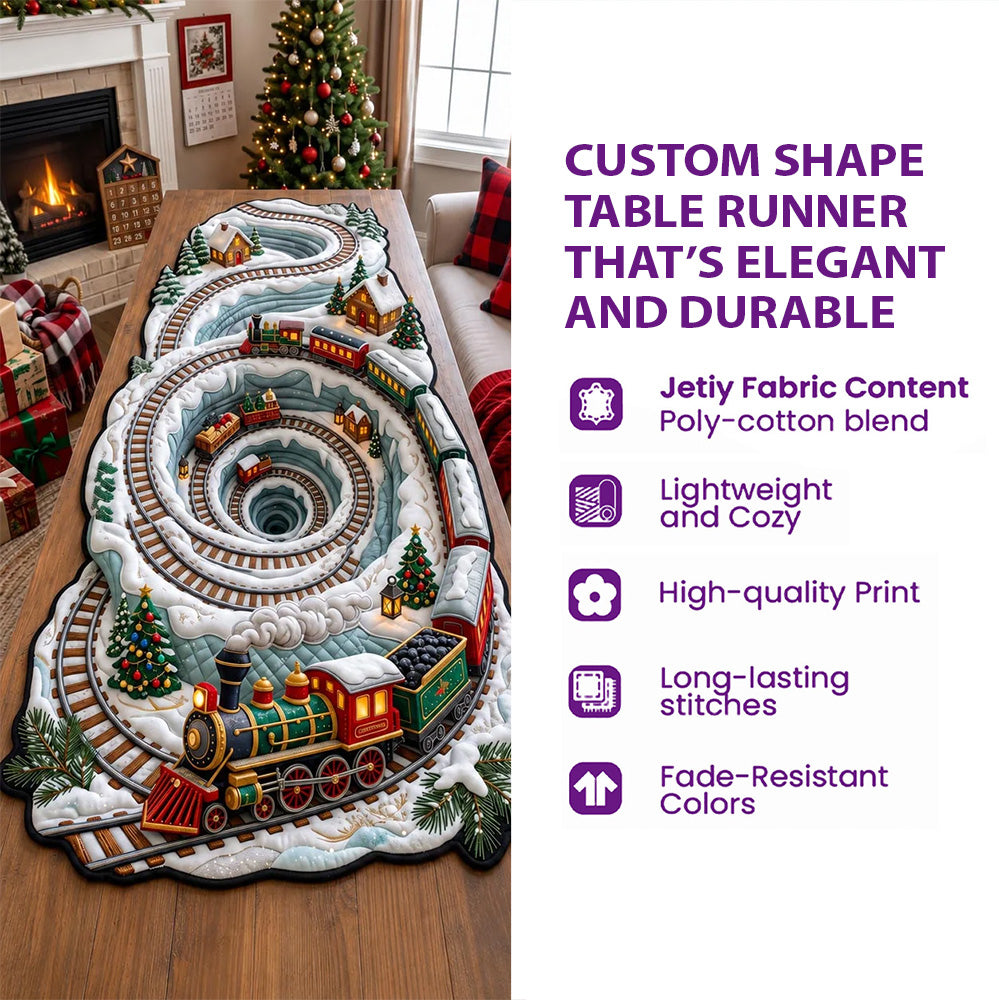 Merry Christmas Custom Shape Quilted Table Runner GFTONMU2715