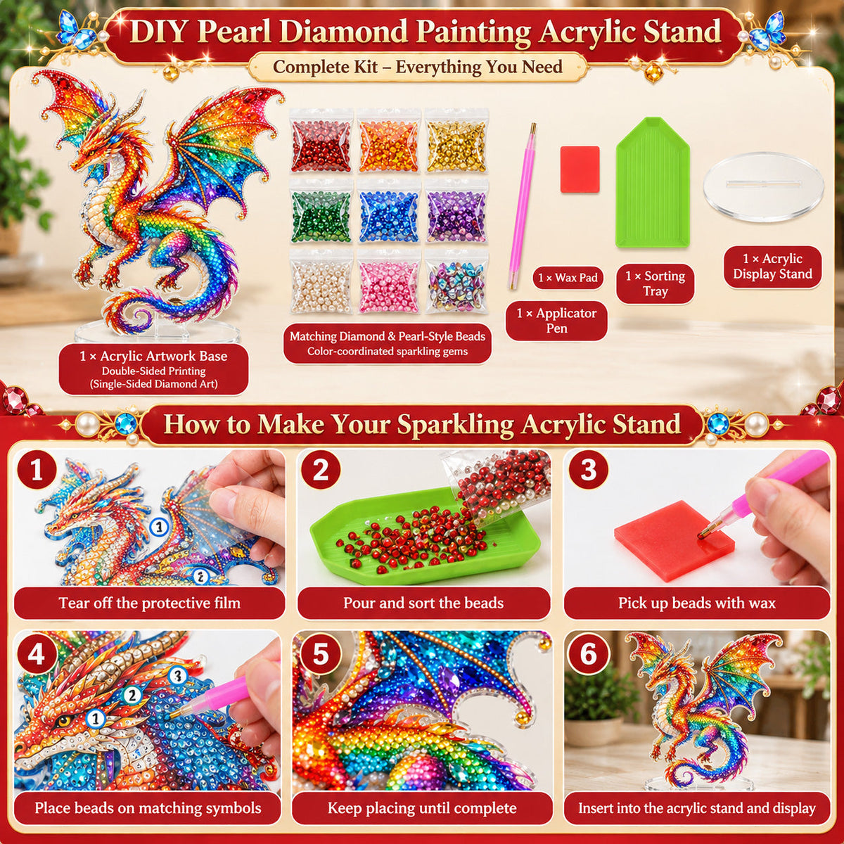 African Coffee Queen DIY Pearl Diamond Painting Acrylic Stand GFTOHNL5274
