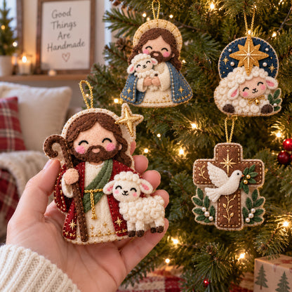 Jesus Lamb Felt Ornament Gift Set GFTOMA14785