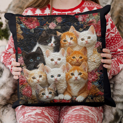 Adorable Cute Lazy Cat Floral Theme Quilted Pillow Case PFCNL01