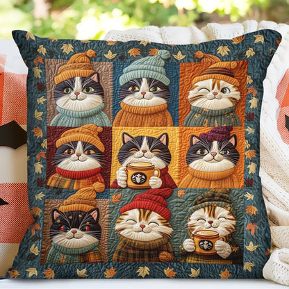 Autumn Royal Cats Quilted Pillow Case  PNL01