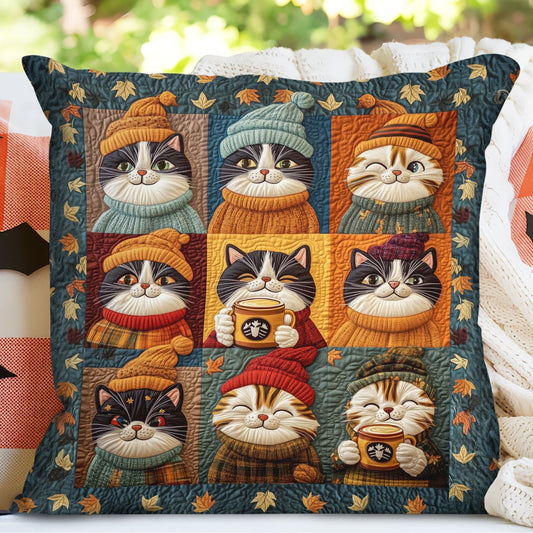 Autumn Royal Cats Quilted Pillow Case  PNL01