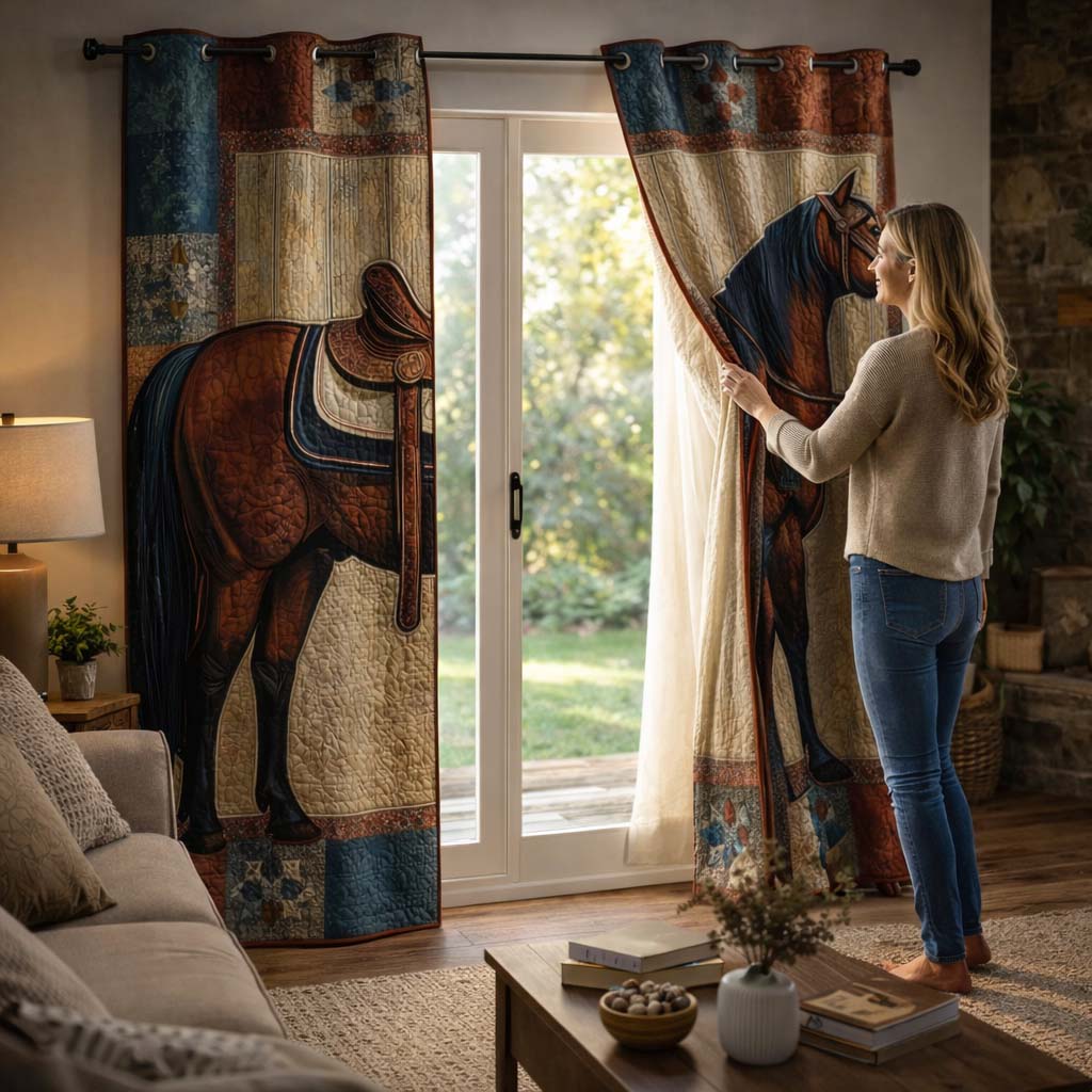 Prairie Horse Quilted Curtains GFTOQM2164