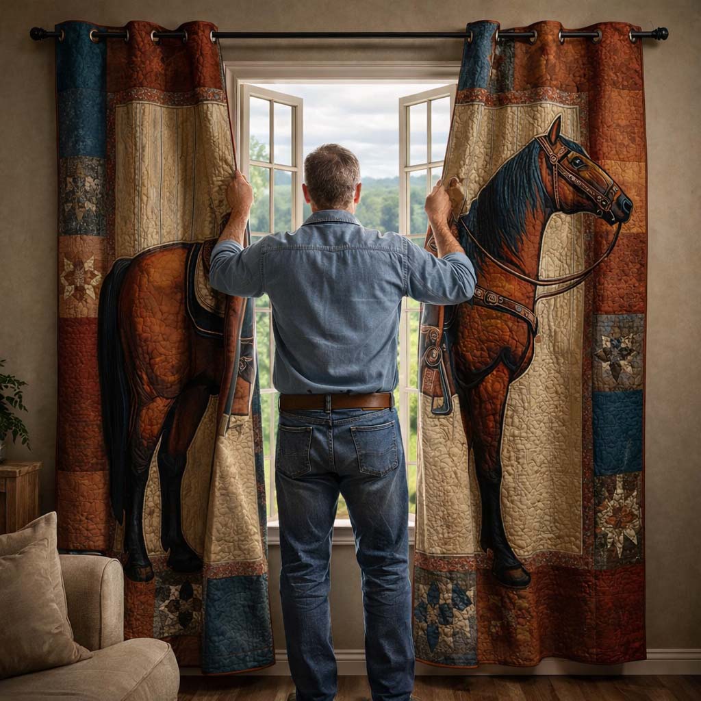 Prairie Horse Quilted Curtains GFTOQM2164