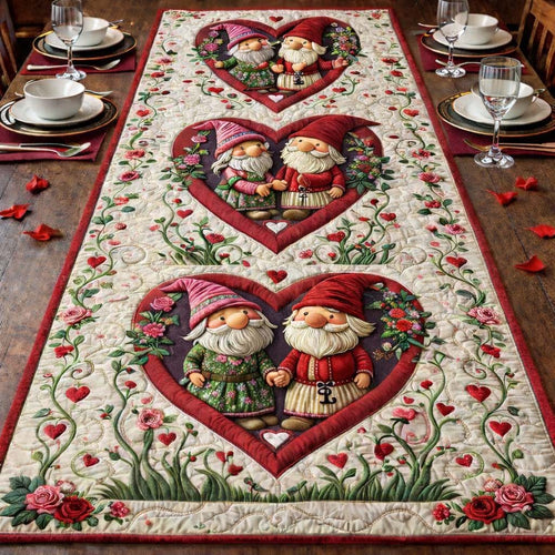 Gnome Sweethearts Quilted Table Runner GFTOHD13427