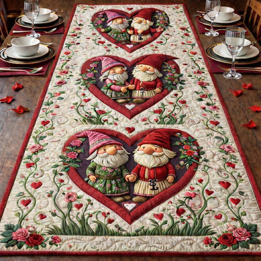 Gnome Sweethearts Quilted Table Runner GFTOHD13427