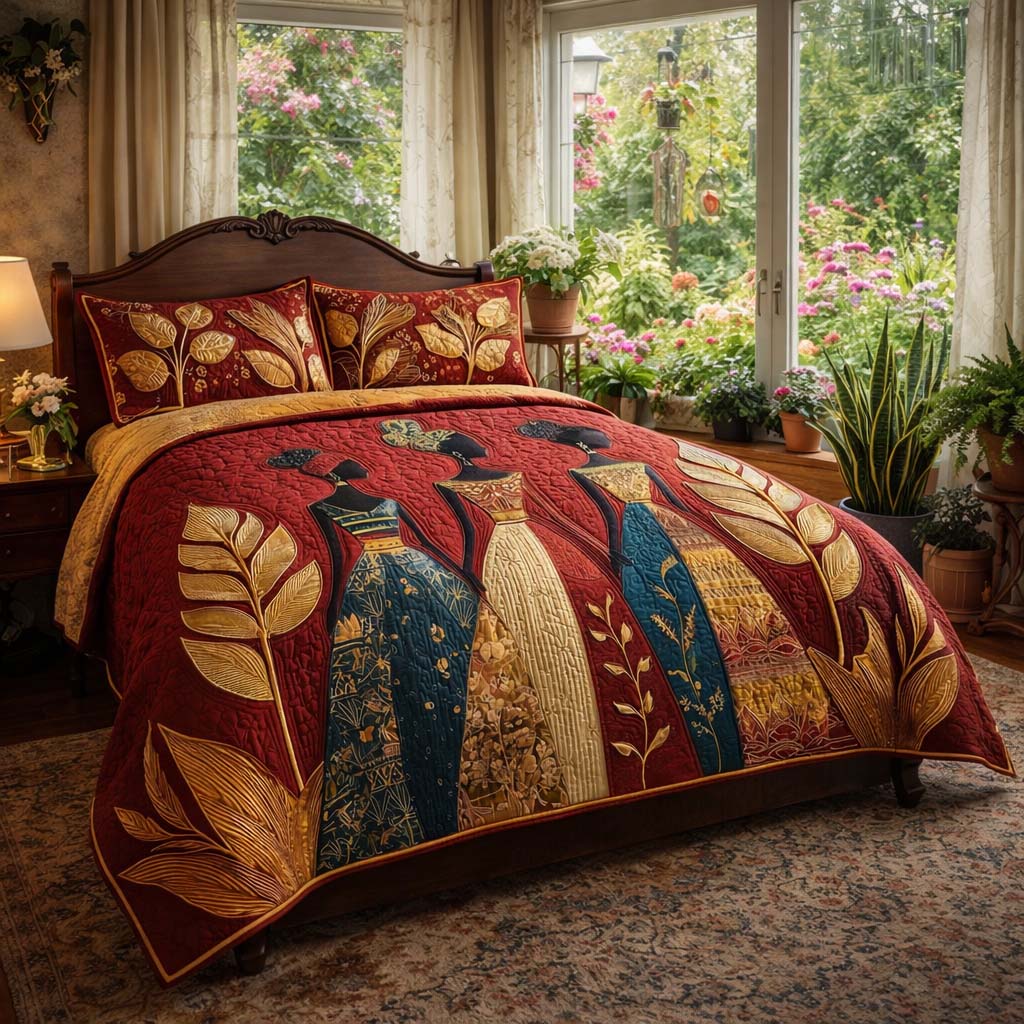 Golden Queens 3-Piece Quilted Bedding Set GFTOHD8417