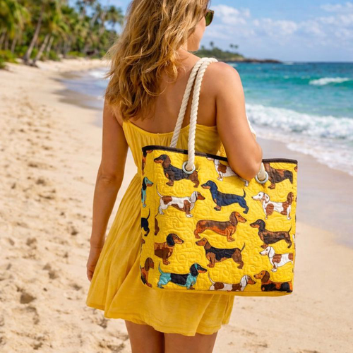 Sausage Dogs Quilted Beach Bag GFTONT6486