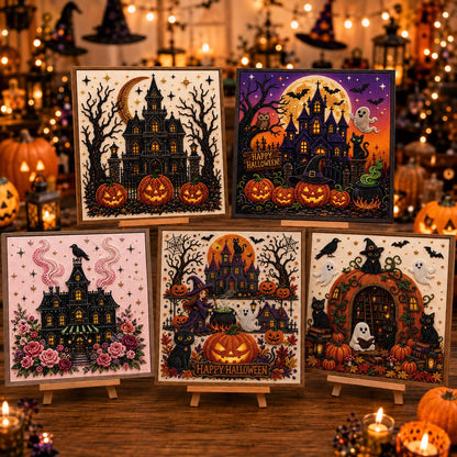 🔥 EARLY HALLOWEEN SALE 49% OFF - Halloween Manor DIY Diamond Pearl Art Kit GFTOTP21403