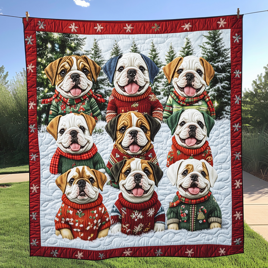 Chritmas Cute Bulldog Quilted Blanket DBNL01