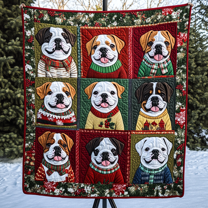 Chritmas Cute Bulldog Quilted Blanket DBNL02