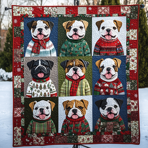 Chritmas Cute Bulldog Quilted Blanket DBNL03