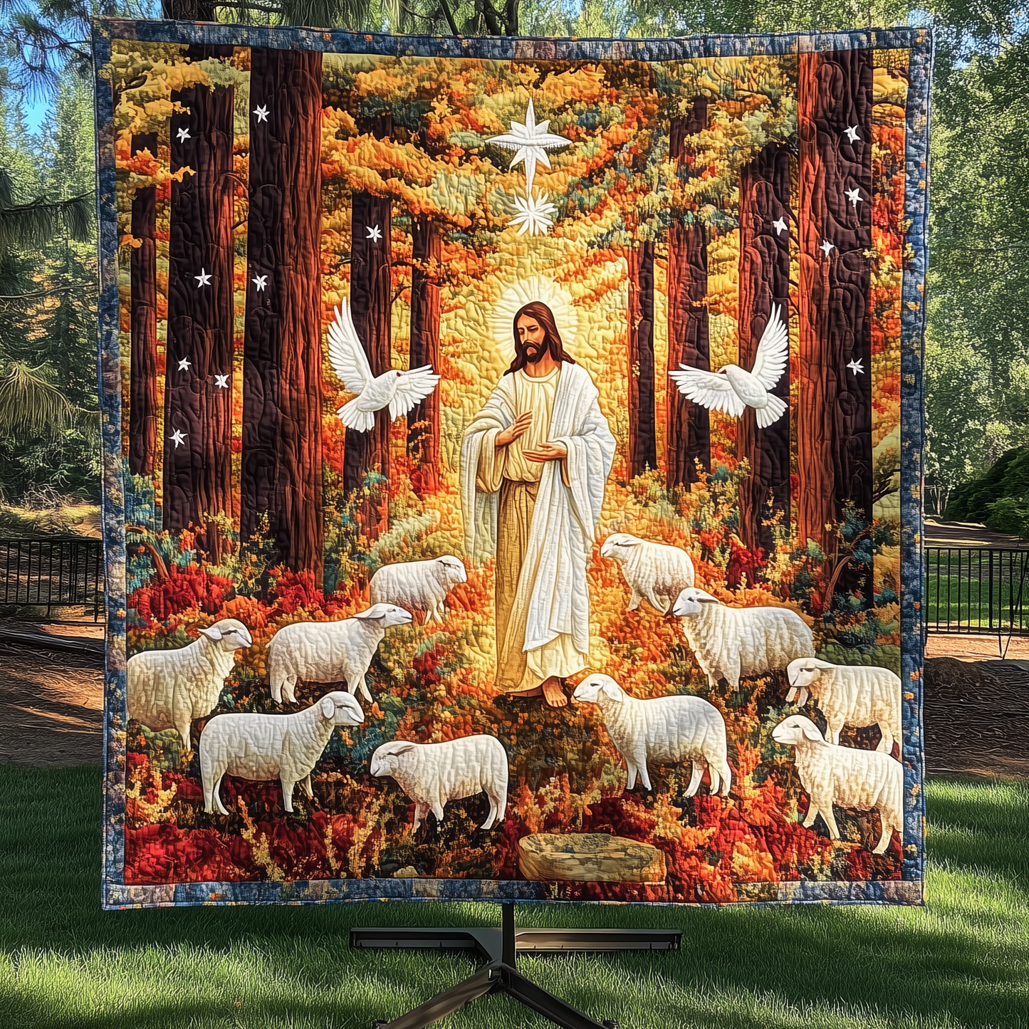 Faith In God Light Of Jesus Quilted Blanket JSNL01