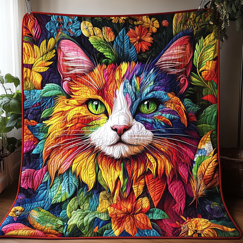 Floral Cat Quilted Blanket FCNL005