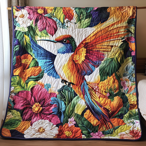 Floral Humming Bird Quilted Blanket FHMNL01