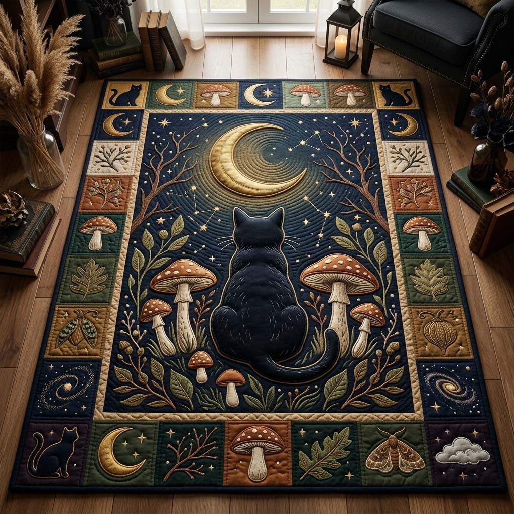 Moonlit Black Cat Area Rug GDTONTD1005