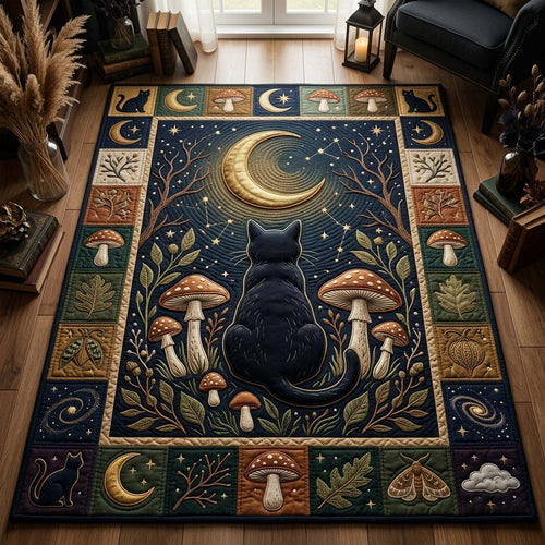 Moonlit Black Cat Area Rug GDTONTD1005